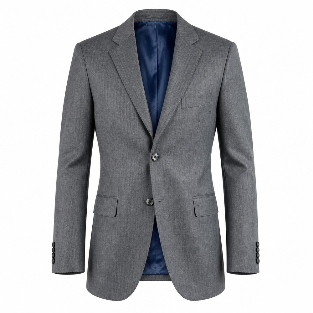 SUITSUPPLY Livorno Mens Wool Suit Jacket 42R Gray Herringbone Office Wedding